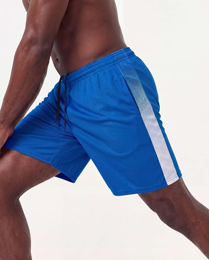 5 Pack Men's Mesh Shorts Athletic Basketball Sports Gym Workout Pockets | Cooling Moisture-Wicking, 9", Long, Quick-Dry, Breathable, Elastic Drawstring Waistband. Running, Exercise, Soccer, Training. - Image 6