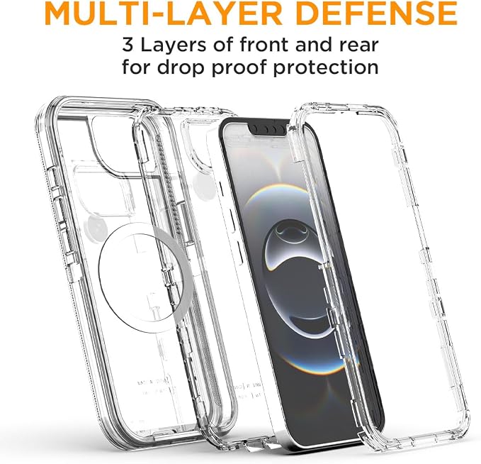 AICase for iPhone 17e Case/iPhone 16e Case Clear Support MagSafe 3 in 1 Heavy Duty Drop Protection Full Body Rugged Shockproof/Dust Proof 3-Layer Military Protective Tough Durable for 17e/16e 6.1"_1 - Image 2