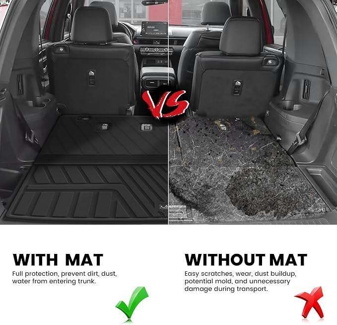 LASFIT Floor Mats & Trunk Mat with Backrest Mat for Honda Pilot 2023-2025 2026, Split & One-Piece Foldable Seating All Weather TPE Floor Liners 1st & 2nd & 3rd Row & Cargo Mat with Seatback Mat, Black - Image 6