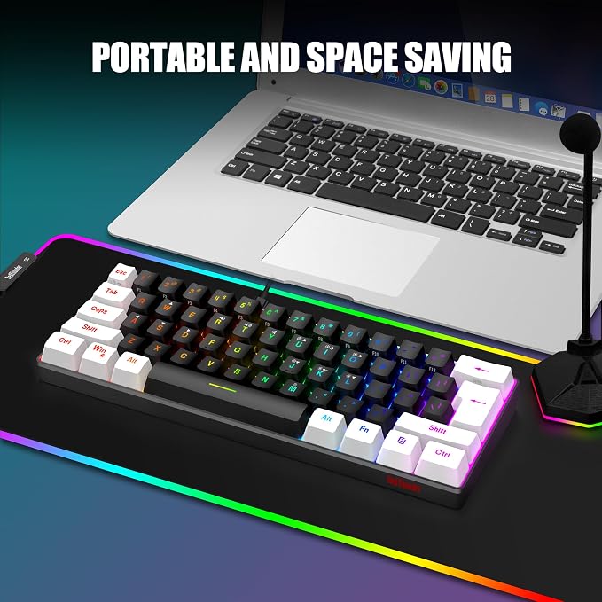 RedThunder 60% Gaming Keyboard and Mouse Combo, Ultra-Compact 61-Key RGB Backlit Mini Keyboard, Lightweight 7200 DPI Honeycomb Optical Mouse, RGB Wired Gaming Set for PC PS5 Xbox Gamer(Black-White) - Image 7