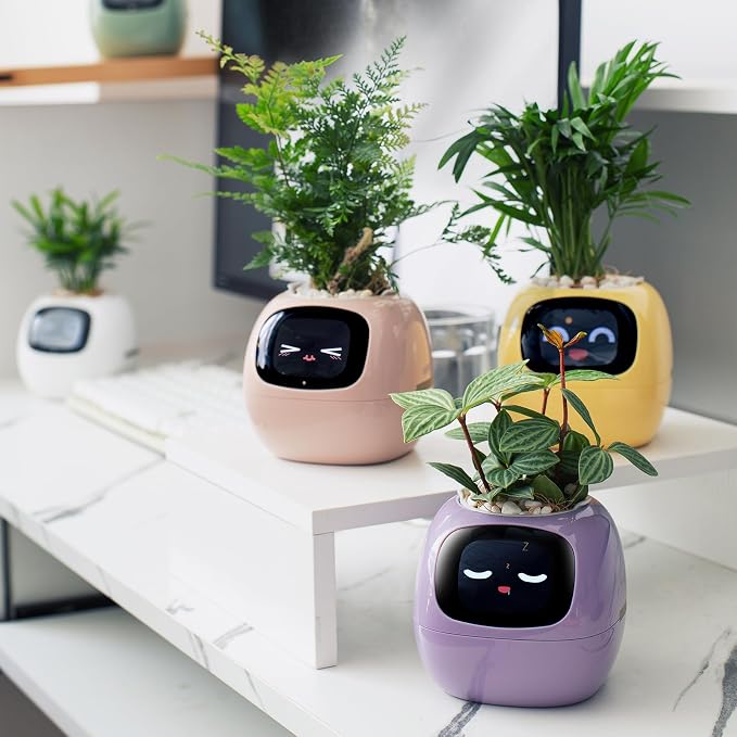 PLANTSIO Smart pet Planter Robot Guidance on Plant Care with Emojis, Adorable Plant Companion with Rich Gesture Interaction, Neat Desk Setup Gift (Yellow) - Image 6