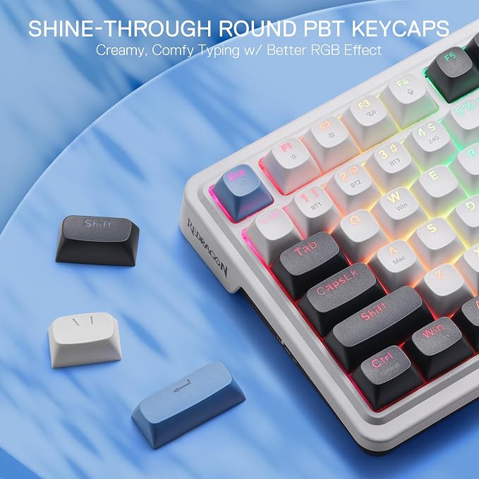 Redragon K719 PRO Wireless 95-Key Gasket Gaming Keyboard, TFT Screen & Knob | Easy-Control LED Info Display, 0-Delay Tri-Mode, Cushioned 5-Layer Noise Dampening for Creamy Thocky Sound, Practical 95 keys - Image 9