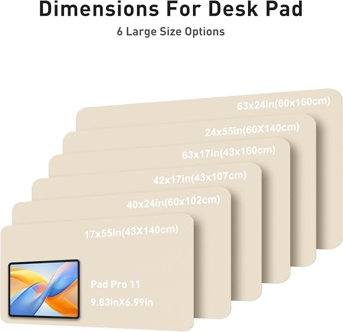 Aothia Faux Leather Desk Mat - Large Mouse Pad, Non-Slip PU Leather Blotter, Waterproof Writing Surface for Office and Home (Beige, 40" x 24") - Image 5