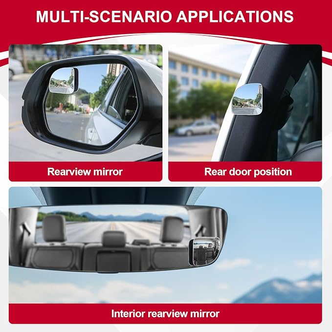 LivTee Blind Spot Mirror, Fan HD Glass Frameless Convex Rear View Mirror with wide angle Adjustable Stick for Cars SUV and Trucks, Pack of 4 - Image 6