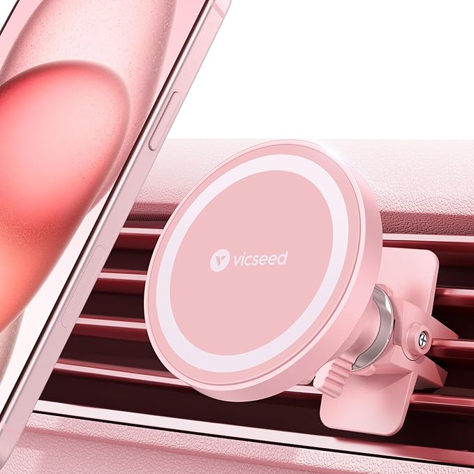 VICSEED for MagSafe Car Mount [Upgraded Strongest Magnet Power] Magnetic Phone Holder for Car Vent 360 Adjustable Magnetic Car Phone Holder Mount for iPhone 15 14 13 12 Pro Max Plus Mini, Pink by VICSEED