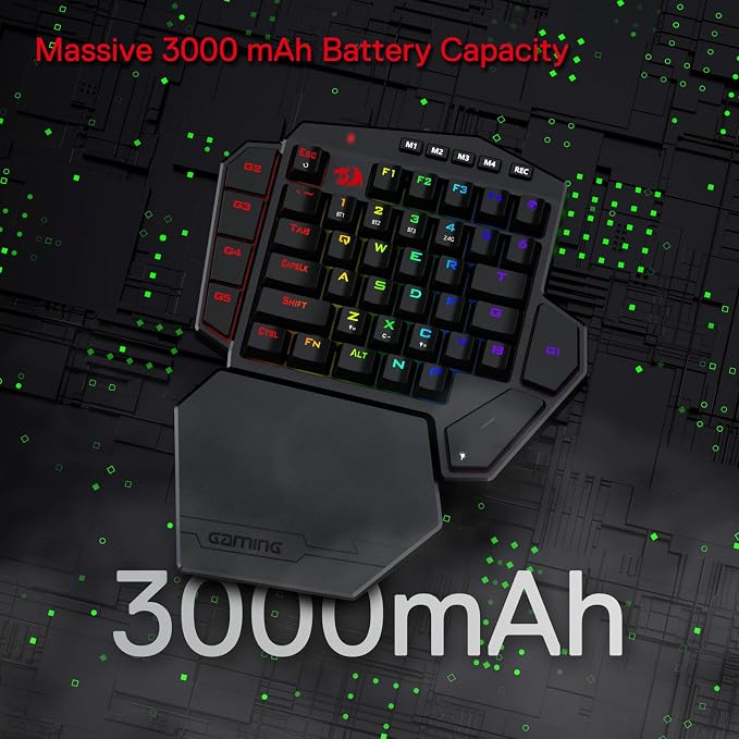 Redragon K585 PRO Wireless One-Handed RGB Gaming Keypad, 42-Key Layout | 0-Delay 2.4GHz Connection, On Board Macro Keys Keyboard, USB Pass-Through Port, Hot-Swap Socket, Detachable Wrist Rest - Image 5