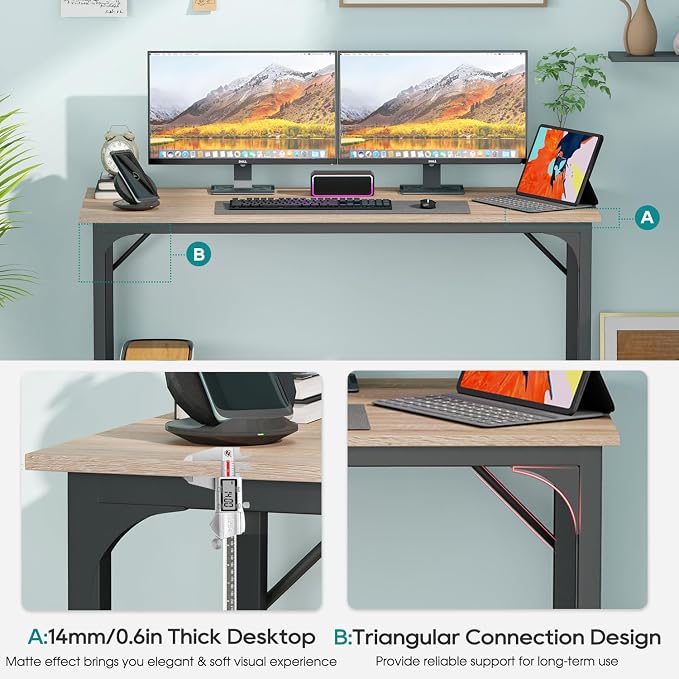 BestOffice Computer Desk,Home Office Desk, Modern Simple Style for Home Office Study Writing (Nature, 47 Inch) - Image 4