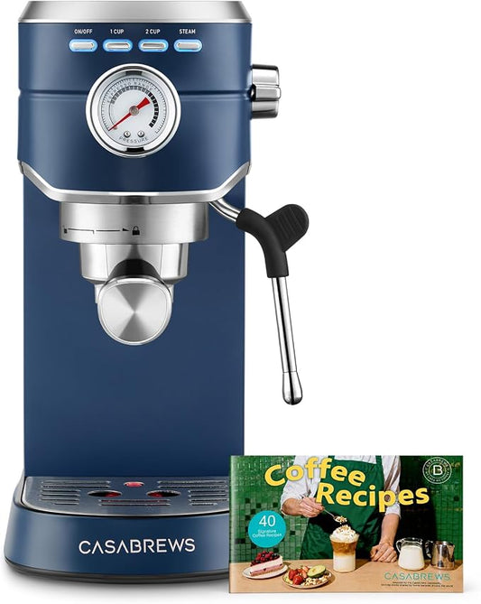 CASABREWS CM5418 Espresso Machine, Espresso Coffee Maker with Steam Wand | Stainless Steel, 20-Bar Pump, Built-in Pressure Gauge, Powerful Steam Wand for Cappuccino Latte for Home, 34oz Water Tank by CASABREWS