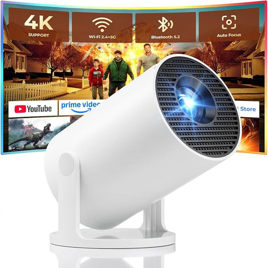 Mini Projector, Portable Projector with Wifi and Bluetooth, Built in Apps | Support 4K 1080P, 180° Rotation, Auto Keystone, Movie Projector Compatible With HDMI/USB/TV Stick/Smartphone/Laptop by CLOKOWE