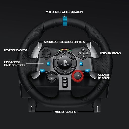 Logitech G29 Racing Wheel and Pedals for PS5/PS4/PC | Stainless steel paddle shifters, leather steering wheel cover, real force feedback, for PS5, PS4, PC, Mac - Image 6