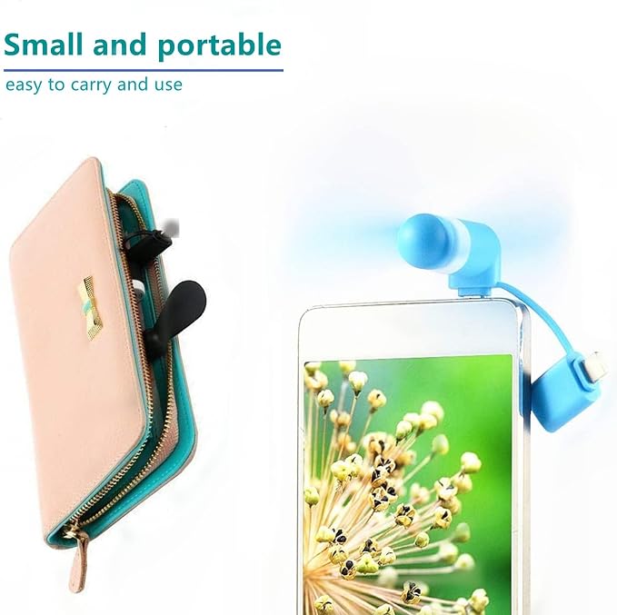 Type USB C 2-in-1 Cell Phone Fan, for iPhone All Series 7 8 X 11 12 13 14 15 16 17 XS XR Plus Mini Pro Max SE, for Samsung Galaxy S, Z Fold Flip, A1/A2/A3/A5 Series, M1/M3/M5, Note Series (Color x6) - Image 4