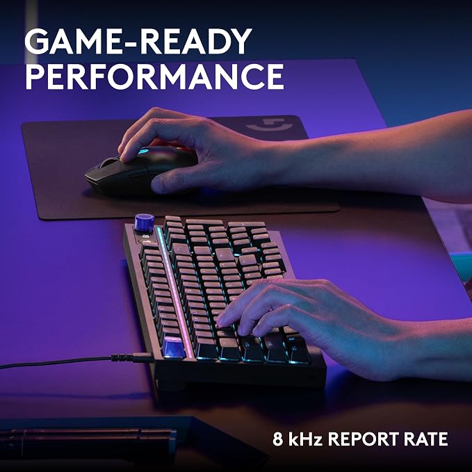 Logitech G316 X 98 Mechanical Gaming Keyboard (Linear) - Black | Hot-Swappable Linear Mechanical Switches, Gasket Design, PBT Keycaps, <8Khz, LIGHTSYNC RGB, Dot-Matxix LED Display, USB-C - Image 3