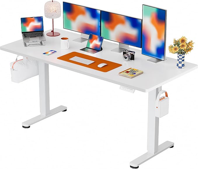 ErGear Height Adjustable Electric Standing Desk, 71 x 30 Inches Sit Stand up Desk, Memory Computer Home Office Desk, White by ErGear