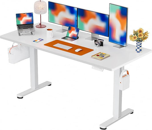 ErGear Height Adjustable Electric Standing Desk, 71 x 30 Inches Sit Stand up Desk, Memory Computer Home Office Desk, White by ErGear