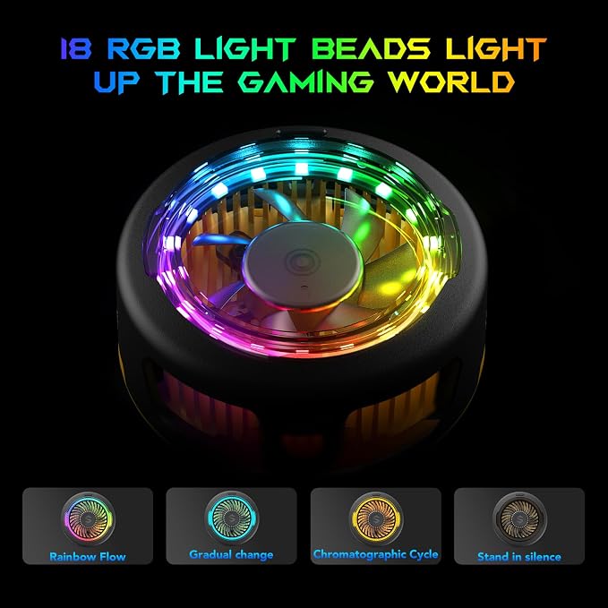 Black Shark FunCooler 5 Magnetic Cell Phone Cooler for Gaming, Portable Mobile Phone Cooling Fan with RGB Light, Cellphone Radiator for iPhone Magnetic Series/Android/Tablet/iPad (Black) - Image 8