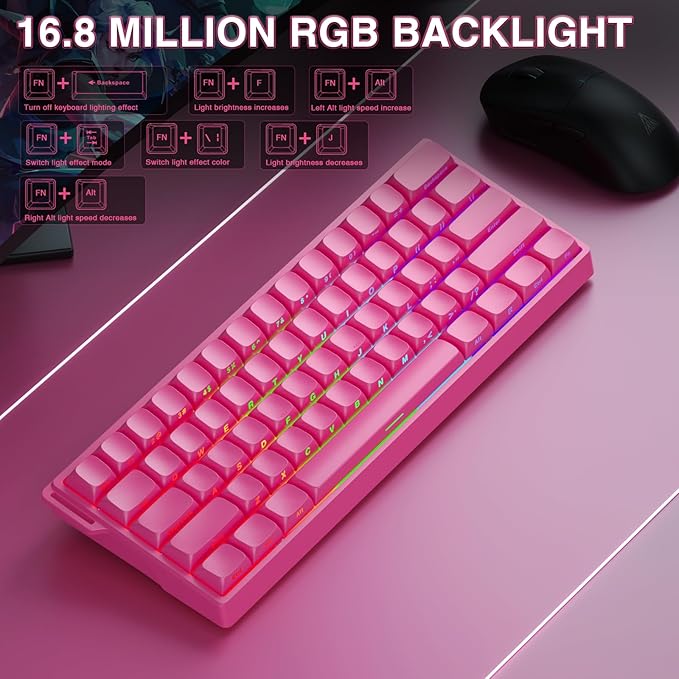 AULA WIN60 HE PRO 60% Mechanical Gaming Keyboard Wired, Magnetic Switch Hot Swappable, Adjustable Actuation Rapid Trigger Mode, 8000Hz Polling Rate, RGB Small Keyboard 60 Percent Compact Design for PC - Image 4