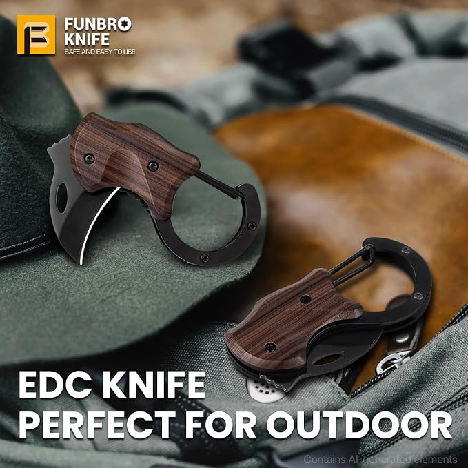 FUNBRO Small Pocket Knife for Men | Cool Box Cutter with 1.34 inch Sharp Blade, EDC Knives Tool for Everyday Carry (Wood Grain) - Image 8