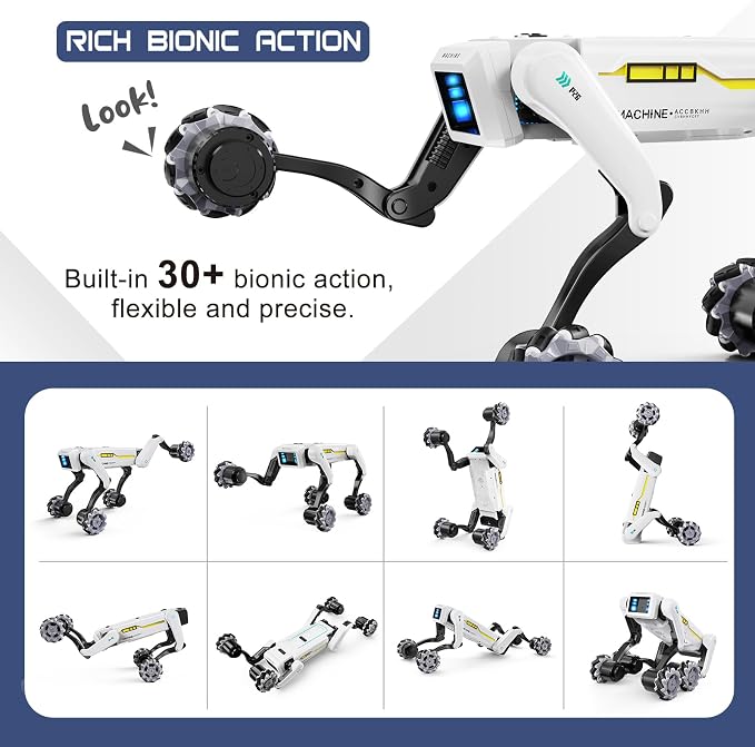 Smart Robot Dog with Wheels, 30+ Bionic Actions, Voice & Remote Control, Programmable Moves, Rechargeable Battery, All-Terrain Stunt Pet Toy for Kids - Image 3