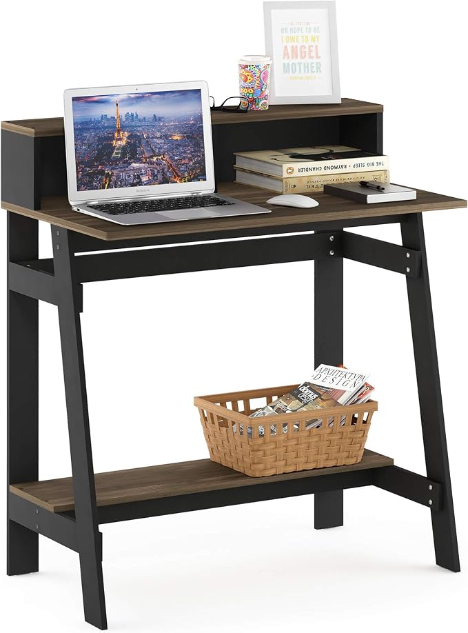 Furinno Simplistic A Frame Computer Desk, 17.9"D x 31.6"W x 35.5"H, Columbia Walnut by Furinno-FitsYourSpaceFitsYourBudget
