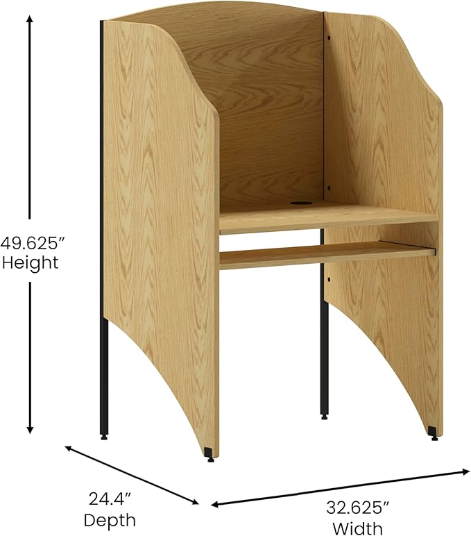 Flash Furniture Kevin Starter Study Carrel in Oak Finish - Image 3