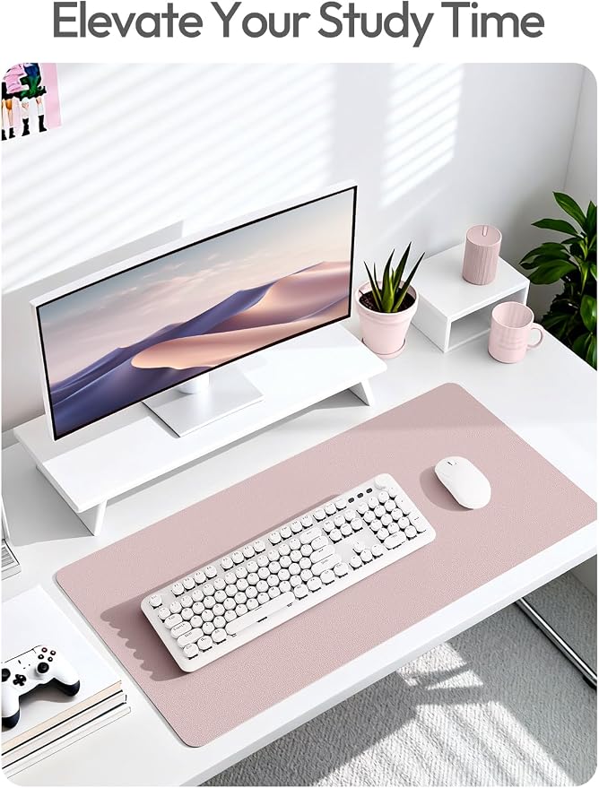YSAGi Leather Desk Pad Protector, Office Desk Mat, Large Mouse Pad, Non-Slip PU Leather Desk Blotter, Laptop Desk Pad, Waterproof Desk Writing Pad for Office and Home (Grayish Lavender,55" x 24") - Image 7