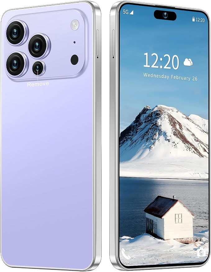 17 PMAX Unlocked Cell Phone,16GB+512GB Smartphone,6.99" HD Screen Android 15 5G Phones,Battery 7000mAh Android The Phone,Fingerprint Button Unlock/GPS/Face ID/Dual SIM/5G (Purple) by Unknown