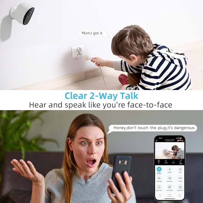 5G/2.4GHz WiFi Security Cameras Wireless Outdoor,2K Battery Home Security Camera with AI Detection,Siren, Surveillance Indoor Home Camera, Color Night Vision,2-Way Talk,IP65, Cloud/SD, Works Alexa - Image 8