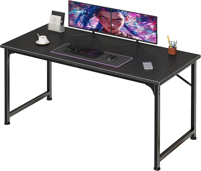 PRAISUN 47 Inch Computer Desk, Home Office Desk with Spacious Desktop, Black by PRAISUN