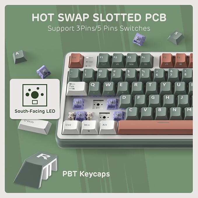 RK ROYAL KLUDGE S98 Wireless Mechanical Keyboard w/Smart Display & Knob | 96% RGB Wireless Gaming Keyboard BT/2.4G/USB-C, Hot Swappable Custom Keyboards, Creamy Sound Silent Computer Keyboard - Image 6