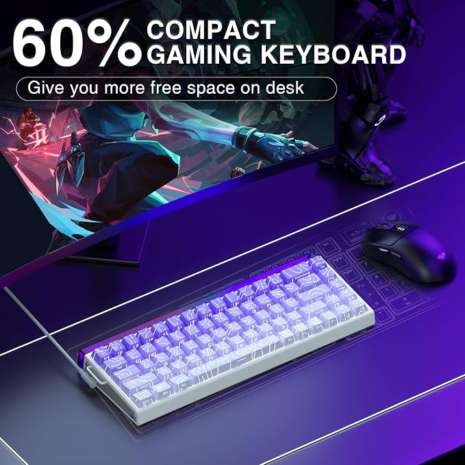AULA Hero 68 HE 60% Gaming Keyboard Wired, Hall Effect Magnetic Switch Keyboard with Adjustable Actuation, Fast Trigger Mode, 8K Hz Polling Rate, 0.125ms Latency,Side Printed PBT Keycaps, RGB Backlit - Image 9
