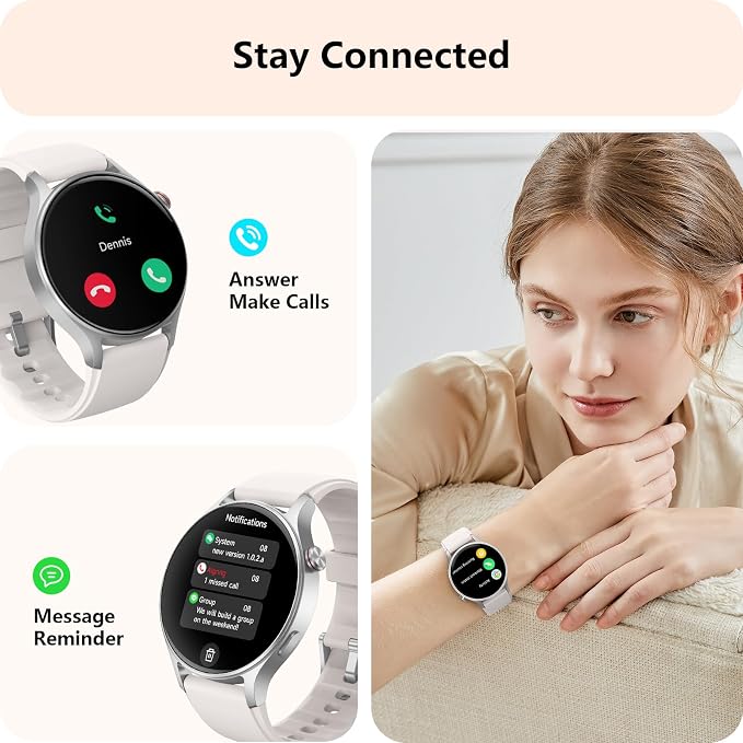 aeac Smart Watch for Women, AMOLED Ultra-Clear Screen Activity Trackers with Heart Rate/Sleep/SpO2 Monitor, Smartwatch for iPhone/Samsung/Android, 110+ Sport Modes (Grey, S/M/L, Grey) - Image 3