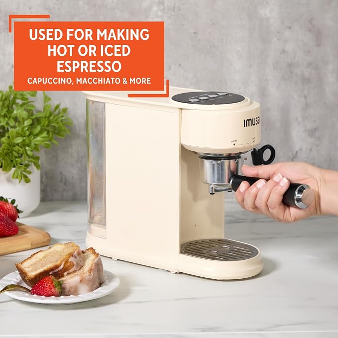 IMUSA 1 or 2 Cup Electric Slimbrew Espresso Cappuccino Coffee Maker, Almond | Milk Frother for Cappuccino, Thermoblock Fast Heating System, Compact Design, Makes Latte, Macchiato, Mocha, Hot or Iced - Image 6