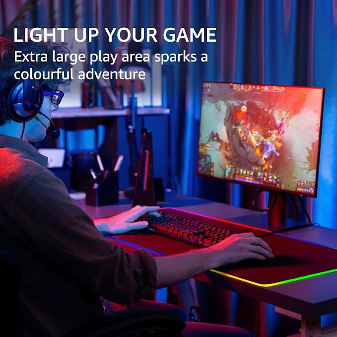 KTRIO RGB Large Gaming Mouse Pad, 31.5 x 15.7 in, RGB Black, XXL | Smooth Micro-Weave Surface, RGB Lighting Design, Non-Slip Rubber Base, Durable Stitched Edges, Office & Home Use - Image 2