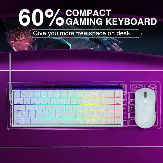 AULA Hero 68 HE 60% Gaming Keyboard Wired, Hall Effect Magnetic Switch Keyboard with 8K Hz Polling Rate, Side Printed PBT Keycaps, RGB Backlit Light Box, Customizable Web Software for PC/Mac Gamers - Image 9