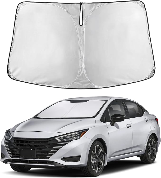EcoNour Windshield Sunshade Compatible for Nissan Versa 2020-2023 2024 2025, Sun Visor for Front Windshield & Window Sun Shade Cover, UV Heat Blocker & Protector, Car Accessories by EcoNour