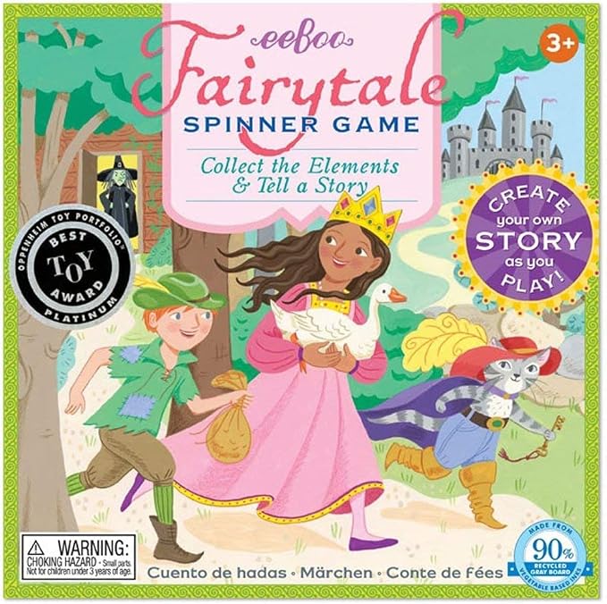 eeBoo Fairytale Spinner Game, Story Building Game, Ages 5+, 2-4 Players | Introduces storytelling & creative thinking. Includes spinner & thematic pieces to create your own story. 15 minute game play - Image 2
