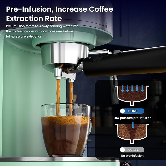 COWSAR Espresso Machine,Expresso Coffee Machines,Espresso Maker with Milk Frother Steam Wand & 40oz Removable Water Tank，Stainless Steel Compact Cappuccino & Latte Machine - Image 3