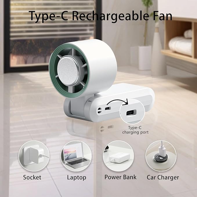 Handheld Fan, Portable Handheld Fan with Ice Function, mini personal fan, Turbo Powerful Rechargeable Fans,1-199 Speed, Foldable, for Women Men Outdoor Indoor travel essentials(White) - Image 7