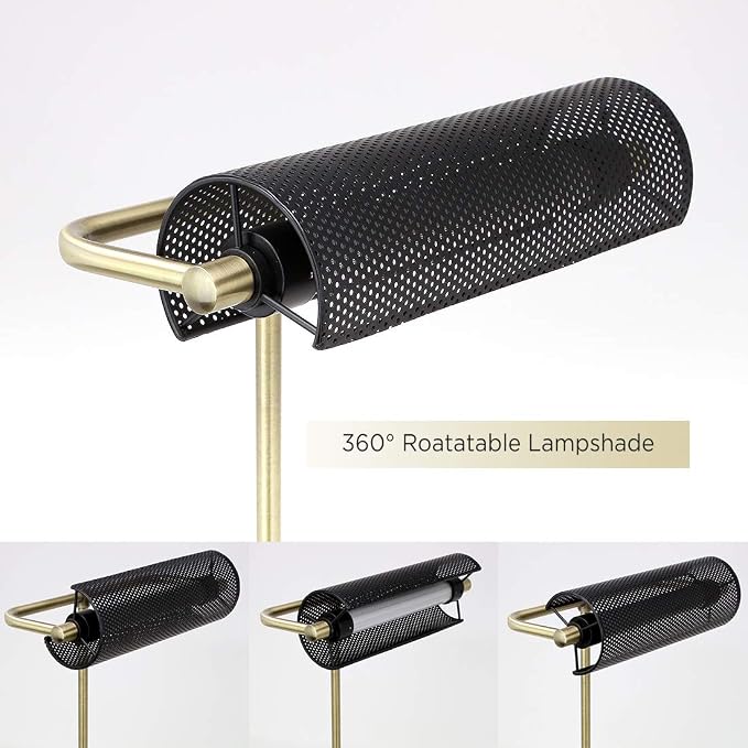 O’Bright LED Desk Lamp with USB Charging Port, Metal Lamp, Flexible Swivel Arms, Soft White LED Reading Light (3000K), Bedside Reading Lamp, Office Lamp, Table Lamp, ETL Listed (Piano Lamp - Black) - Image 4