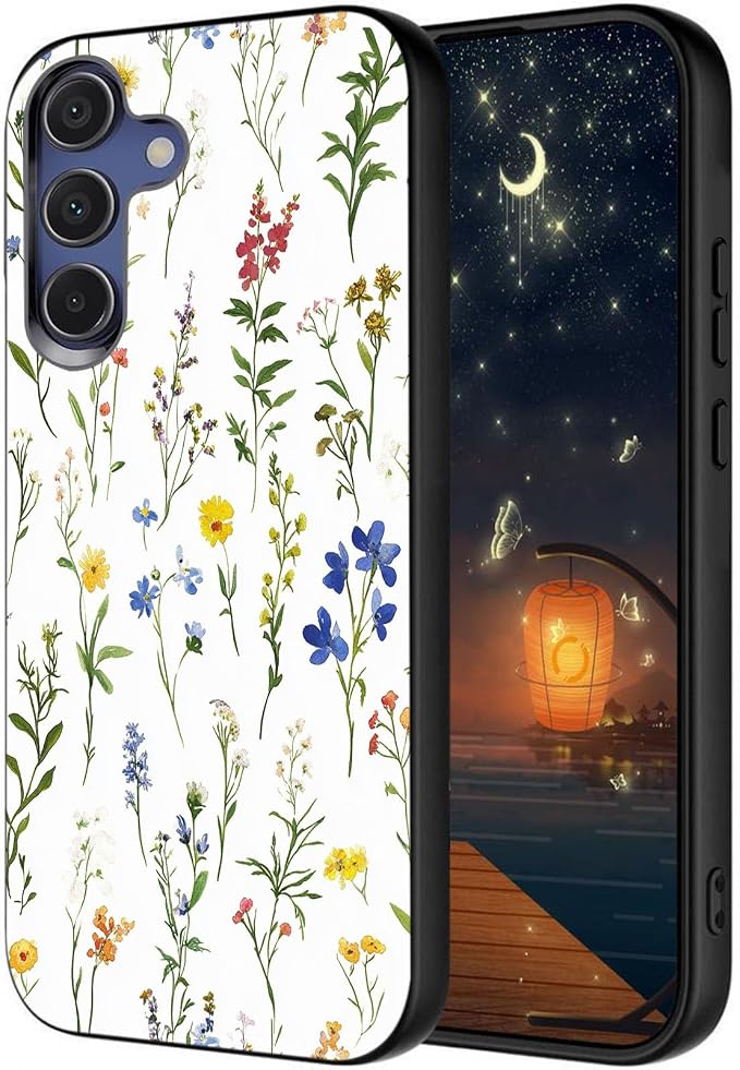Designed for Galaxy S25 FE Phone Case,Slim Silicone Shockproof Protective Case for Galaxy S25 FE 6.7 inch,Flower Weeds Leaves by Unknown