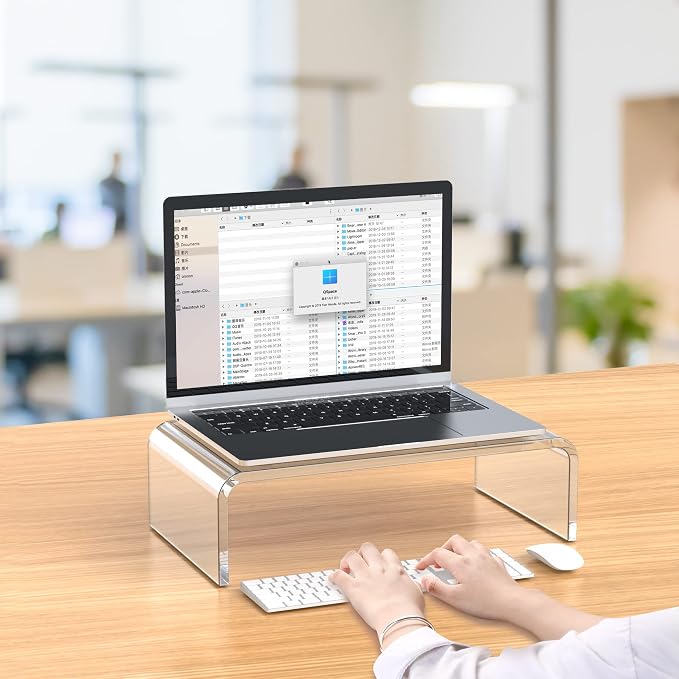 Acrylic Monitor Stand Riser Clear Laptop Stand Riser L16 xW7.5 xH4 | PC Holder Riser Compatible with All Notebooks and Monitors,Decoration for Office & Home,Computer & Laptop Stand for Desk - Image 4