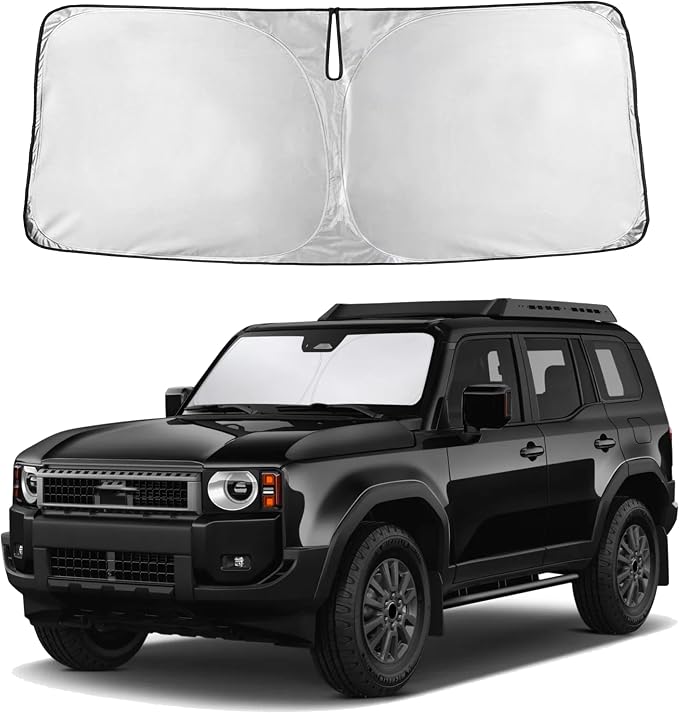 EcoNour Windshield Sunshade Compatible for Toyota Land Cruiser 2024-2025 2026, Sun Visor for Front Windshield & Window Sun Shade Cover, UV Heat Blocker & Protector, Car Accessories by EcoNour