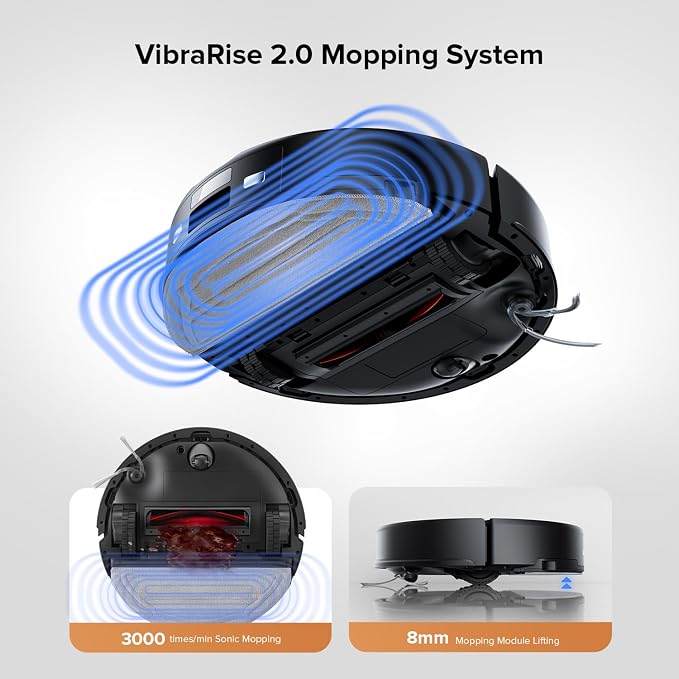 roborock Q10 S5+ Robot Vacuum and Mop, 10,000Pa Suction | Upgraded from Q8 max+, 70-Day Self-Emptying, Obstacle Avoidance, Sonic Mopping, Dual Anti-Tangle Design, Auto Mop Lift, Black - Image 5