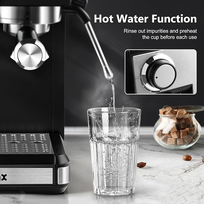 Espresso Machine with Grinder, 20 Bar Professional Expresso Coffee Machines with Milk Frother Steam Wand, Espresso Maker with 60oz Removable Water Tank, Cappuccino & Latte Machine for Home (Dark-Pro) - Image 8