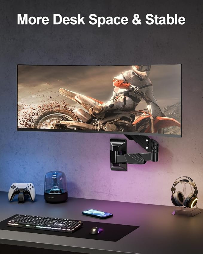 MOUNT PRO Monitor Wall Mount for 17-43" Ultrawide Screens, Single Wall Mount Monitor Arm Holds up to 33.1 lbs, Full Motion Adjustable Wall Bracket with VESA Extension Kit, VESA Mount Max 200x200mm - Image 8