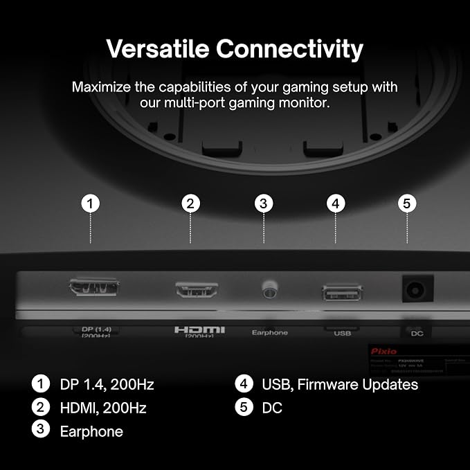 Pixio PX248 Wave 24 inch 200Hz Refresh Rate FHD 1080p Resolution Fast IPS Panel 1ms GTG Response Time Built-in Speakers Gaming Monitor with Adaptive Sync - Image 5