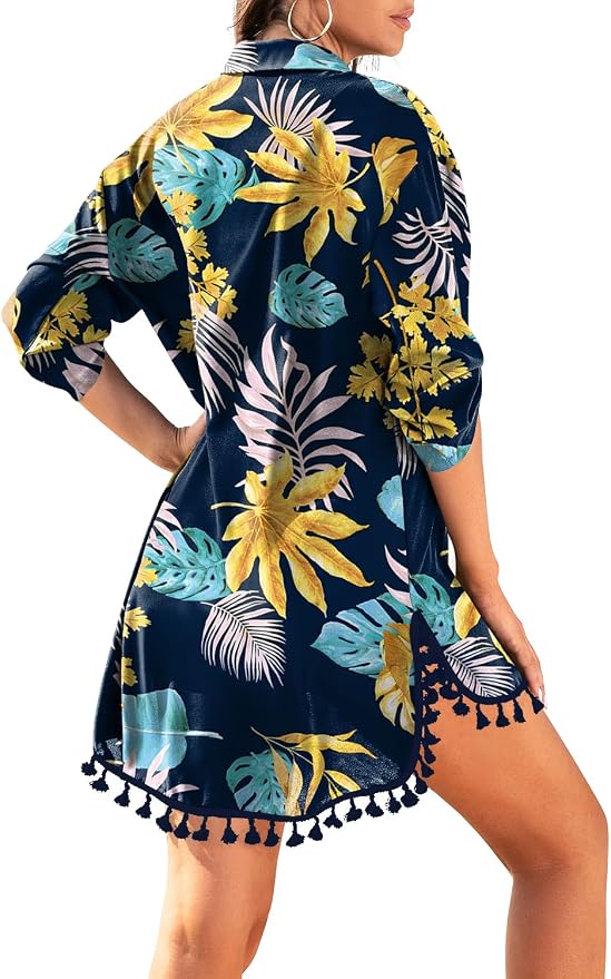 Yincro Women Swimsuit Cover Up Shirt 2026 Tassel Beach Bathing Suit for Swimwear Bikini Dress - Image 2