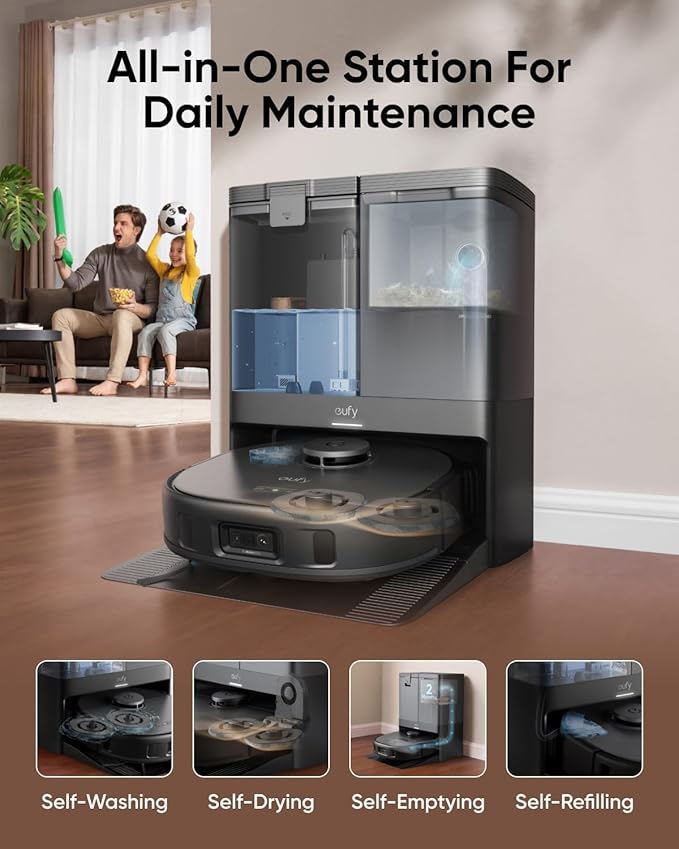 eufy X10 Pro Omni Robot Vacuum and Mop Combo,Dual Mops with 12 mm Auto-Lift | 8,000 Pa Suction, Carpet Detection, AI Obstacle Avoidance, Auto Mop Washing, Auto Drying, Self-Emptying - Image 2