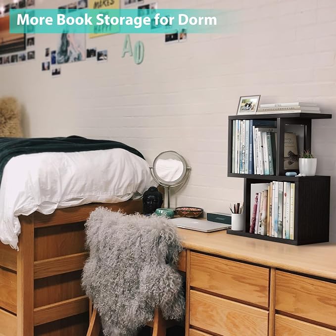 Desktop Bookshelf Shelf for Top of Desk - Black Small Organizer 3-Tier Shelves Storage Bookcase Hutch for Dorm Office College Table Top Organization Shelving Decorations for Women Office - Image 4