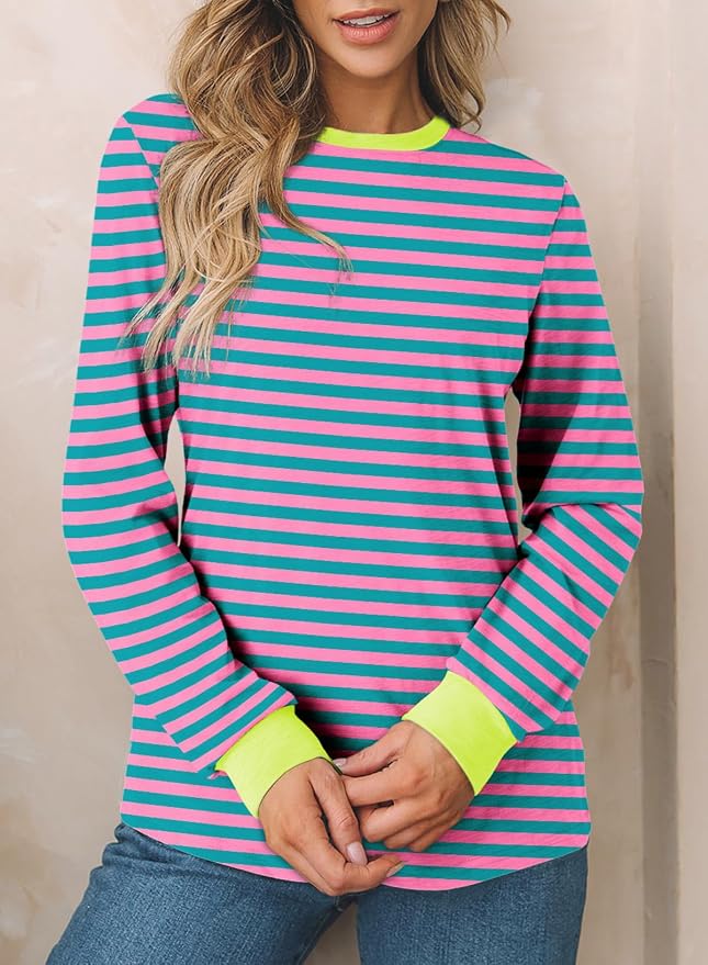EVALESS Womens Crewneck Long Sleeve Tops Casual Polka Dots Tops Fall 2026 Tshirts Shirts - Image 2